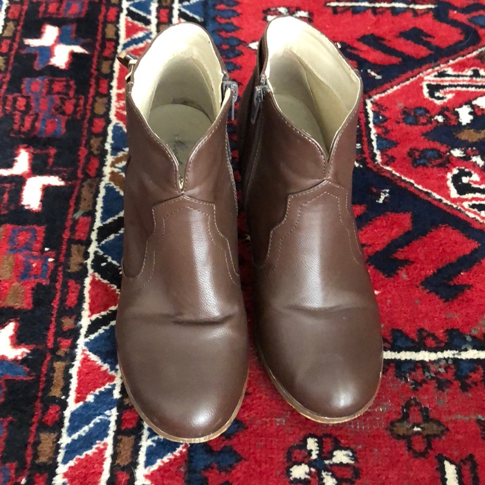 Brown Western style ankle booties
